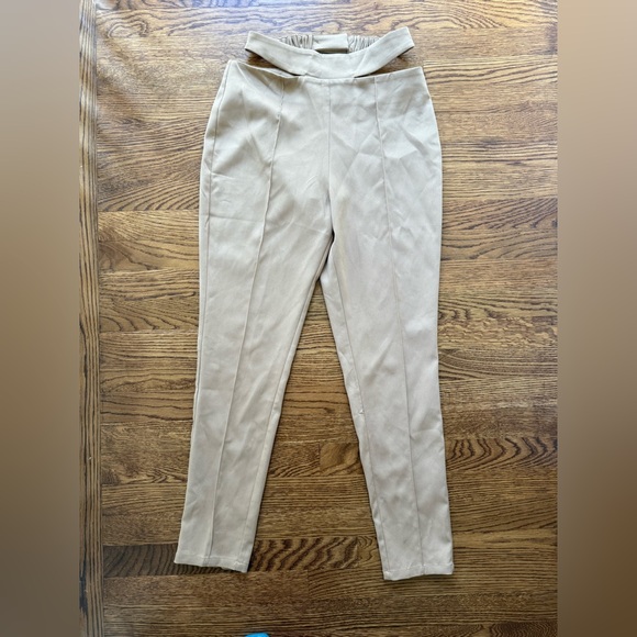 Camila Coelho Pants - CAMILA COELHO Tiana Pants Taupe‎ Cut Out Flirty Sexy Revolve Club Tapered S
